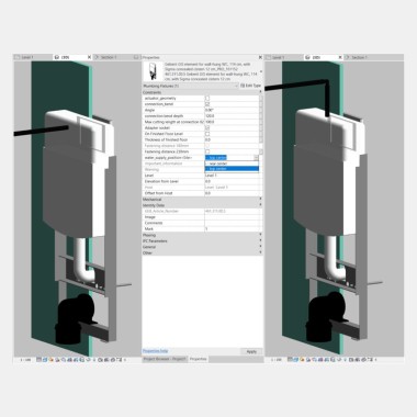 Adjust the water supply position by selecting the available options