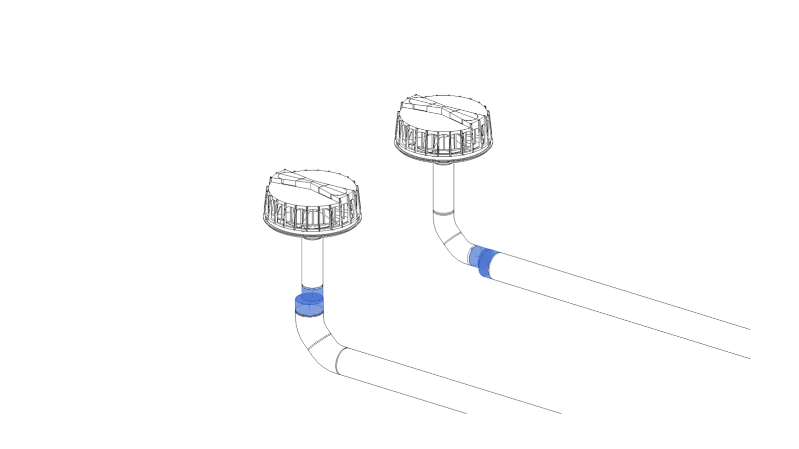Reducer fittings in Geberit Pluvia installation Reducer fittings in Geberit Pluvia installation