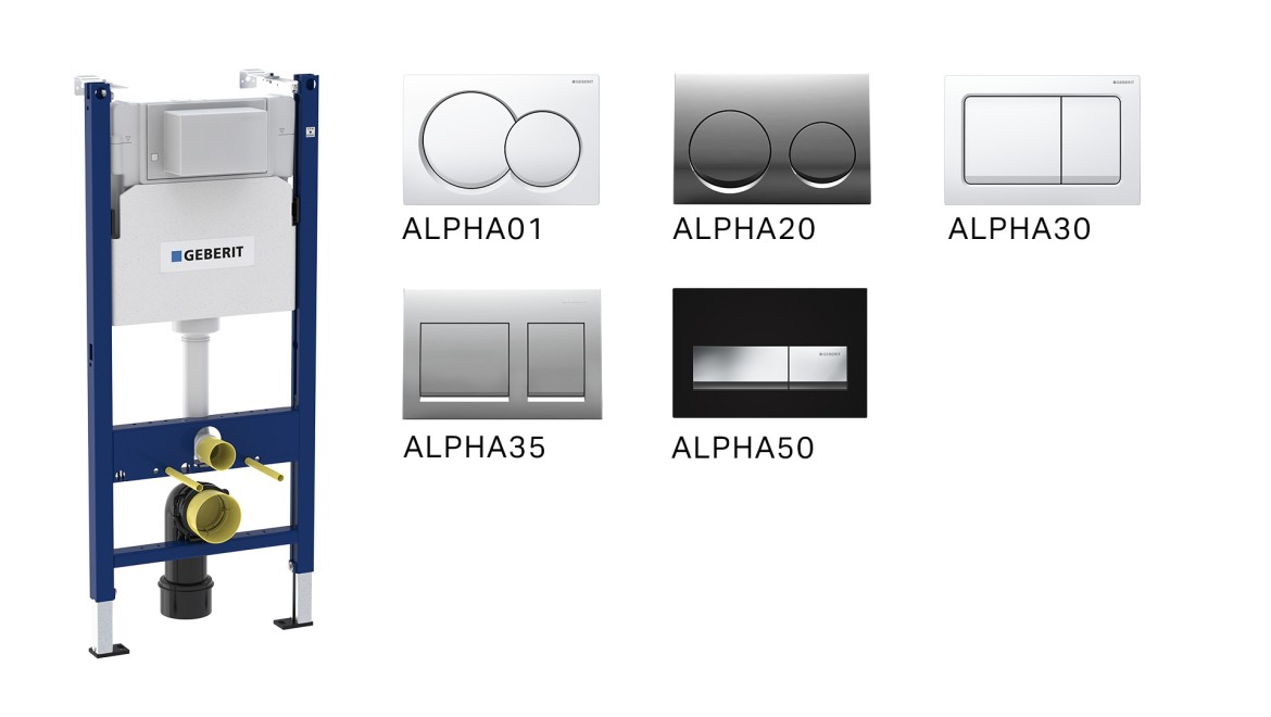 Geberit Alpha cistern and actuator plates (© Geberit)