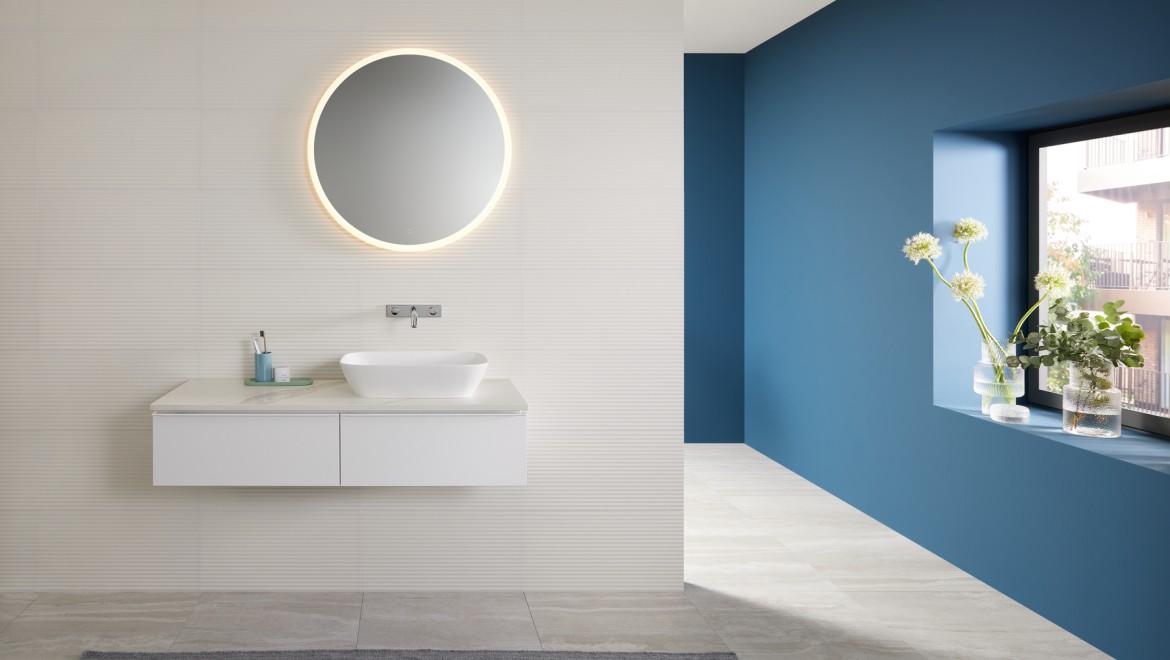 Mix & Match : Vasque à poser Geberit ONE avec meuble sous lavabo iCon