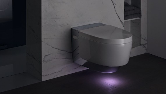 Geberit AquaClean Mera in chrome with orientation light Geberit AquaClean Mera in chrome with orientation light