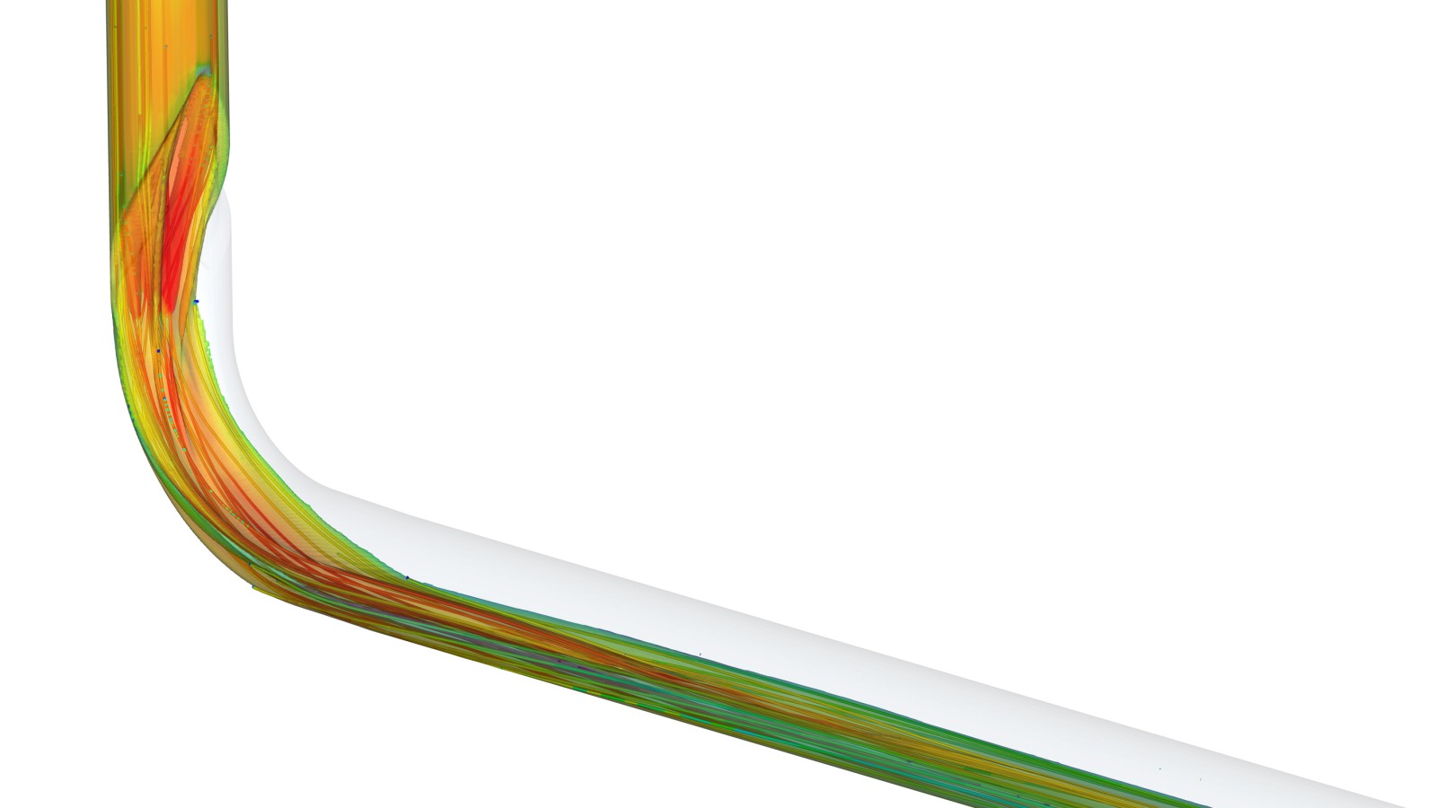 The CFD animation shows how little impulse the flow in the Geberit BottomTurn bend loses The CFD animation shows how little impulse the flow in the Geberit BottomTurn bend loses