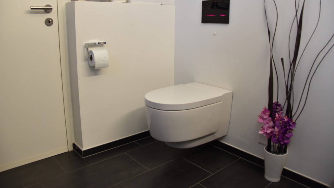 Bathroom after renovation with various Geberit products Bathroom after renovation with various Geberit products