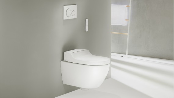 Geberit AquaClean Tuma shower toilet with flexible attachment