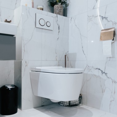 Le WC lavant Geberit AquaClean combiné à une plaque de déclenchement Sigma21