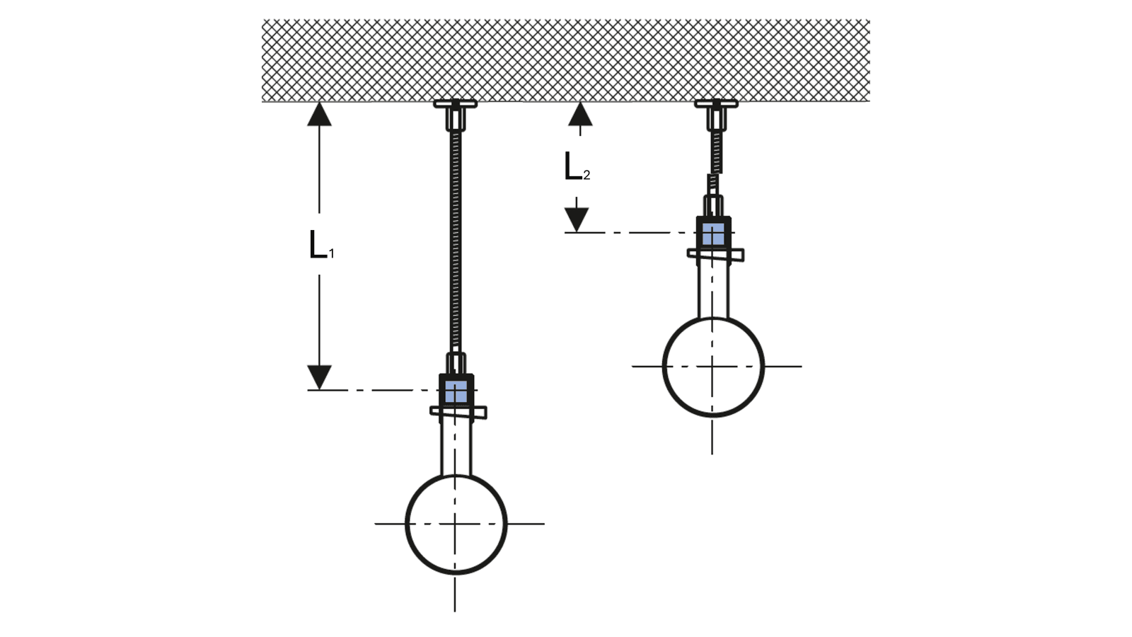 Different length of threaded rods in Geberit Pluvia fastening systems Different length of threaded rods in Geberit Pluvia fastening systems