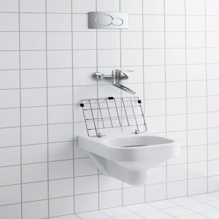 Stainless steel hinged grating of the Geberit Publica slop hopper Stainless steel hinged grating of the Geberit Publica slop hopper