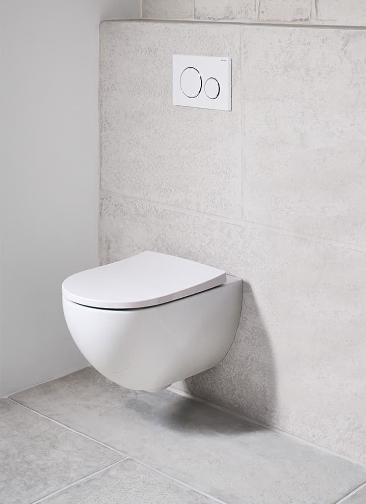 Wall-hung WC for uninterrupted floor cleaning Wall-hung WC for uninterrupted floor cleaning