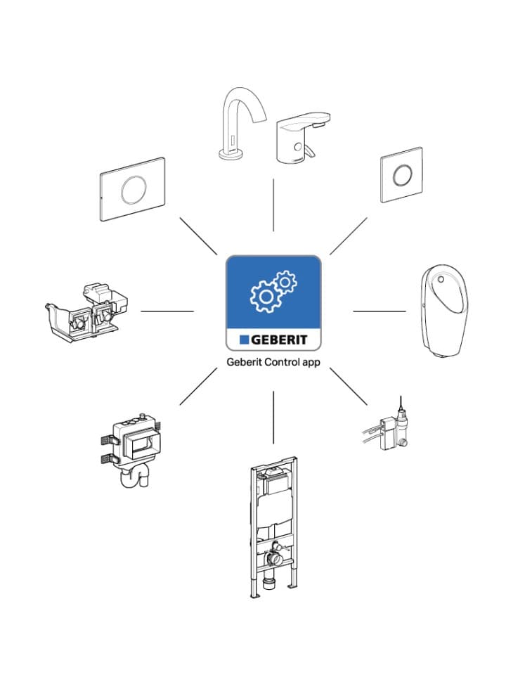 Overview of Geberit Control app with GEBUS sensors Overview of Geberit Control app with GEBUS sensors